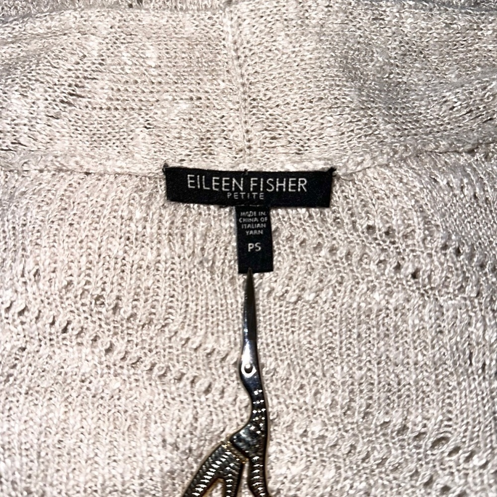 Eileen Fisher Women’s Natural Karma Ripple Stitch Cream Cardigan Sweater ~ XS - Picture 4 of 7